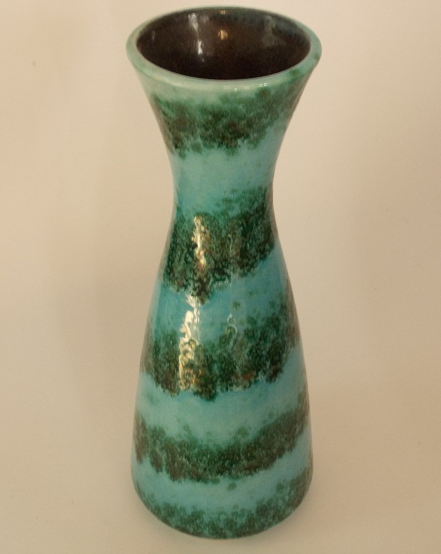 West German Turquoise and Green Pottery Vase