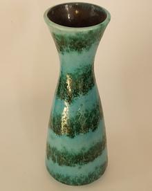 West German Turquoise and Green Pottery Vase