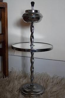 Chrome Mirrored Table and Ashtray Stand