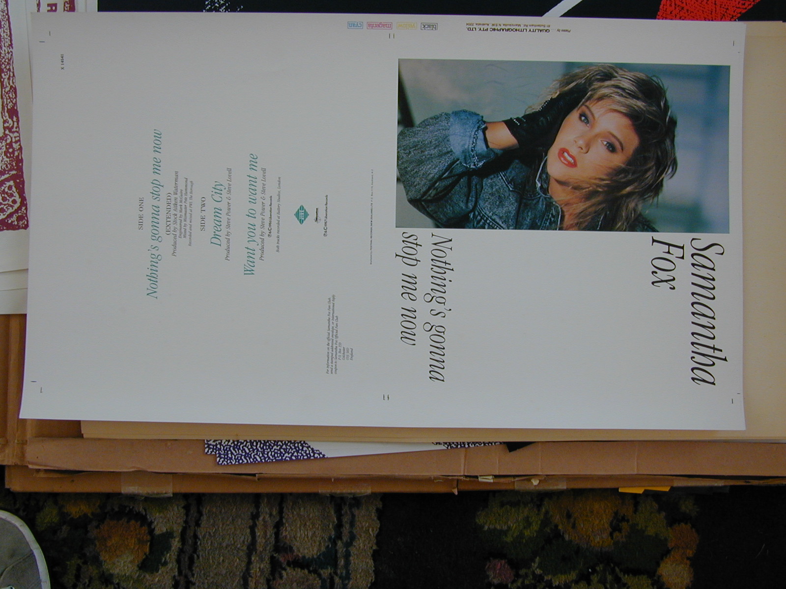 Untrimmed record sleeve - Samantha Fox - Nothings gonna stop me now.